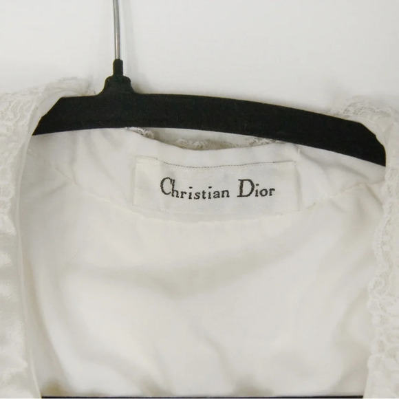 Vintage 50’s Christian Dior Floral Quilted Ivory White Button Satin Robe Medium - Picture 8 of 9